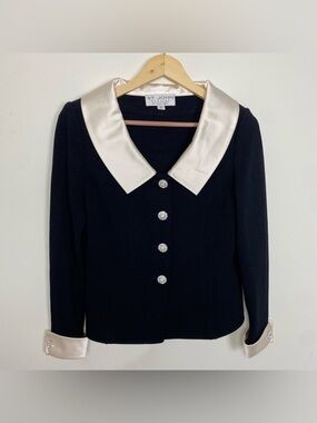 St John Evening Black Elegant Santana Knit blazer Sz 2